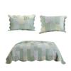 Benjara Reversible Fabric Queen Size Quilt Set with Geometric Pattern Motifs, Green view 1