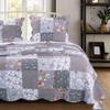 Benjara Microfiber Quilt and 1 Pillow Sham Set with Floral Prints, Multicolor view 1