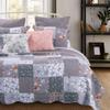 Benjara Microfiber Quilt and 1 Pillow Sham Set with Floral Prints, Multicolor view 4