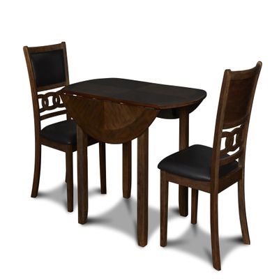 New Classic Furniture Gia 3-Piece Drop Leaf Dining Table Set with 2 Chairs, 42-Inch, Brown
