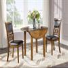 New Classic Furniture Gia 3-Piece Drop Leaf Dining Table Set with 2 Chairs, 42-Inch, Brown view 3