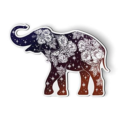 Elephant Beautiful Floral Celestial Design - 5.5" Magnet for Car Locker Refrigerator