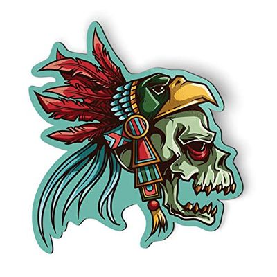 Native American Aztec Skull - 5.5" Magnet for Car Locker Refrigerator