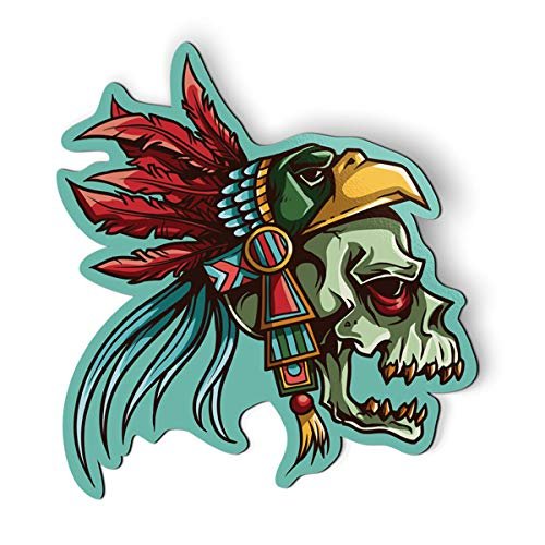 Native American Aztec Skull - 5.5" Magnet for Car Locker Refrigerator