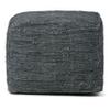SIMPLIHOME Fredrik Boho Square Pouf in Grey Woven Genuine Leather for the Living Room, Bedroom and Kids Room view 4