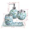 4PCs Mosaic Glass Bathroom Accessories Set with Decorative Pressed Pattern - Includes Hand Soap Dispenser & Tumbler & Soap Dish & Toothbrush Holder (Green) view 2