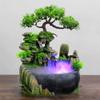 Chinese Style Rockery Water Fountain Desktop Fengshui Lamp Waterfall Waterscape Home Decor Indoor LED Light Fountain Ornament for Office Bedroom Desk Home Decor (Style 4) view 1