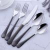 20-Piece Black Plated Pattern Handle Flatware Set, Stainless Steel Cutlery with Knife/Fork/Spoon, Tableware Set Utensils for Home Kitchen Restaurant Party, Mirror Polished Dishwasher Safe view 3