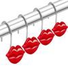 CandyGrid Red Lips Shower Curtain Hooks, Decorative Shower Curtain Hooks, Valentines Day Shower Hooks Rings for Bathroom Curtain Rods, Rustproof Metal Hooks - 12 Pcs (Red) view 1