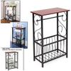 CAIDE-STORE Bathroom Floor Storage Side Corner Table Shelf Toilet Tissue Paper Roll Holder Stand Magazine Rack Organizer - Metal Frame & Wood Top (Coffee) view 2