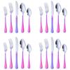 20-Piece Rainbow Plated Pattern Handle Flatware Set, Stainless Steel Cutlery with Knife/Fork/Spoon, Tableware Set Utensils for Home Kitchen Restaurant Party, Mirror Polished Dishwasher Safe view 1