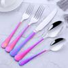 20-Piece Rainbow Plated Pattern Handle Flatware Set, Stainless Steel Cutlery with Knife/Fork/Spoon, Tableware Set Utensils for Home Kitchen Restaurant Party, Mirror Polished Dishwasher Safe view 3