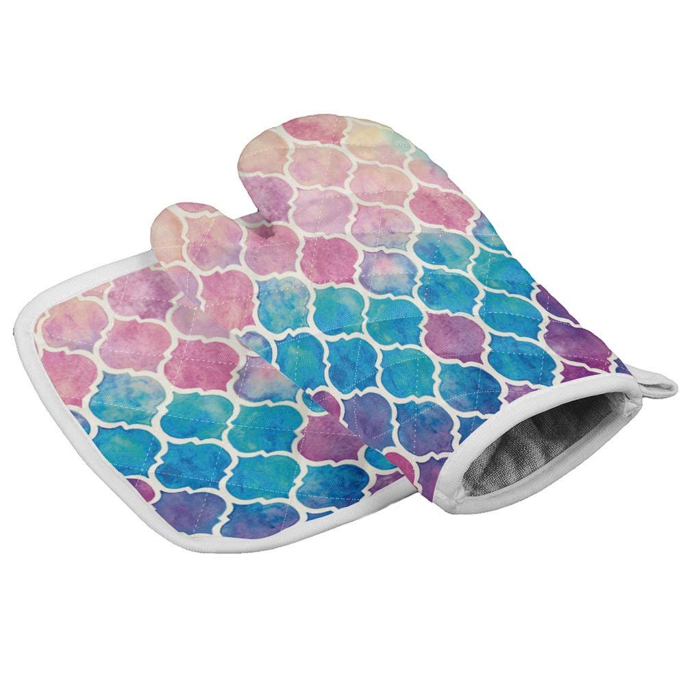 Crystal Emotion Kitchen Oven Mitts and Pot Holders Sets,Zen Stones and Flowers Tropical Ocean Heat Resistant Oven Gloves and Potholders Hot Pads Set Non-Slip Mittens for Cooking BBQ Baking Grilling