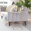 Adore Decor Elliot Side Table, Metal Frame with Solid Round Top, Small Accent Furniture for Living Room, White Marble & Gold view 2