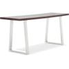 Finch Lionel Wood and Stainless Steel Metal Bench, Contemporary Living Room Furniture, Entryway Shoe Console, Modern Polished Silver Legs, Dark Walnut Brown view 1
