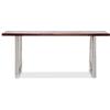 Finch Lionel Wood and Stainless Steel Metal Bench, Contemporary Living Room Furniture, Entryway Shoe Console, Modern Polished Silver Legs, Dark Walnut Brown view 4