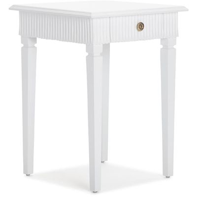 Finch Atwood Bedside Table with Drawer, Small Side End Accent Nightstand for Bedroom or Living Room Sofa, Fully Assembled, White