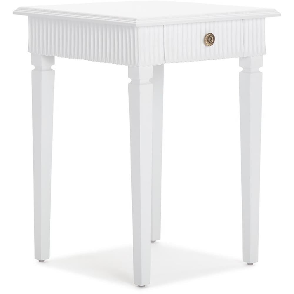 Finch Atwood Bedside Table with Drawer, Small Side End Accent Nightstand for Bedroom or Living Room Sofa, Fully Assembled, White