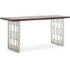 Adore Decor Lennox Contemporary Wood and Silver Metal Bench Modern Living Room Furniture Seating for Long Dining Table Chrome Art Deco Legs, Dark Walnut Brown view 1