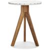 Adore Decor Amari Round Side Table, Brass Inlay Top with Solid Wood Legs, Modern Eclectic Living Room Accent Furniture, Fully Assembled, White view 1