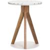 Adore Decor Amari Round Side Table, Brass Inlay Top with Solid Wood Legs, Modern Eclectic Living Room Accent Furniture, Fully Assembled, White view 4