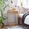 Adore Decor Sidney Modern Solid Mango Wood with Gold Metal Inlay, Narrow Storage Cabinet for Living Room, Side Table, Beige view 2