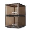 SupBro Collection Crate - Easy Access Storage Shoes Box -Plastic Foldable Stackable Sneaker Display Storage with Clear Front Door Organizer-2 Pack (Steel Flash) view 1