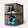 SupBro Collection Crate - Easy Access Storage Shoes Box -Plastic Foldable Stackable Sneaker Display Storage with Clear Front Door Organizer-2 Pack (Steel Flash) view 2