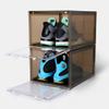 SupBro Collection Crate - Easy Access Storage Shoes Box -Plastic Foldable Stackable Sneaker Display Storage with Clear Front Door Organizer-2 Pack (Steel Flash) view 3