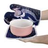 Crystal Emotion Kitchen Oven Mitts and Pot Holders Sets, Sexy Fish Women with Stars Heat Resistant Oven Gloves and Potholders Hot Pads Set Non-Slip Mittens for Cooking BBQ Baking Grilling view 2