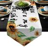 SODIKA Table Runner Linen Burlap Table Cloth Runner for Kitchen Wedding Holiday Parties Events Decoration,Linen Burlap Table Runner Dresser Scarves,Sunflowers You are My Sunshine 13 X 90 in view 1