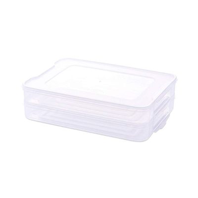 Egg Tray, Lockable Lid Storage Keep Fresh Box For Refrigerator Duck Hen Poultry Egg (Color : White, Size : Double layers)