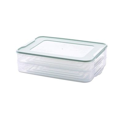Egg Tray, Lockable Lid Storage Keep Fresh Box For Refrigerator Duck Hen Poultry Egg (Color : Green, Size : Double layers)