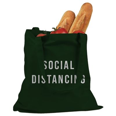 Social Distancing Large Forest Green Canvas Tote Bag