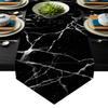 SODIKA Table Runner Linen Burlap Table Cloth Runner for Kitchen Wedding Holiday Parties Events Decoration,Linen Burlap Table Runner Dresser Scarves,Marble Black 16 X 72 in view 1