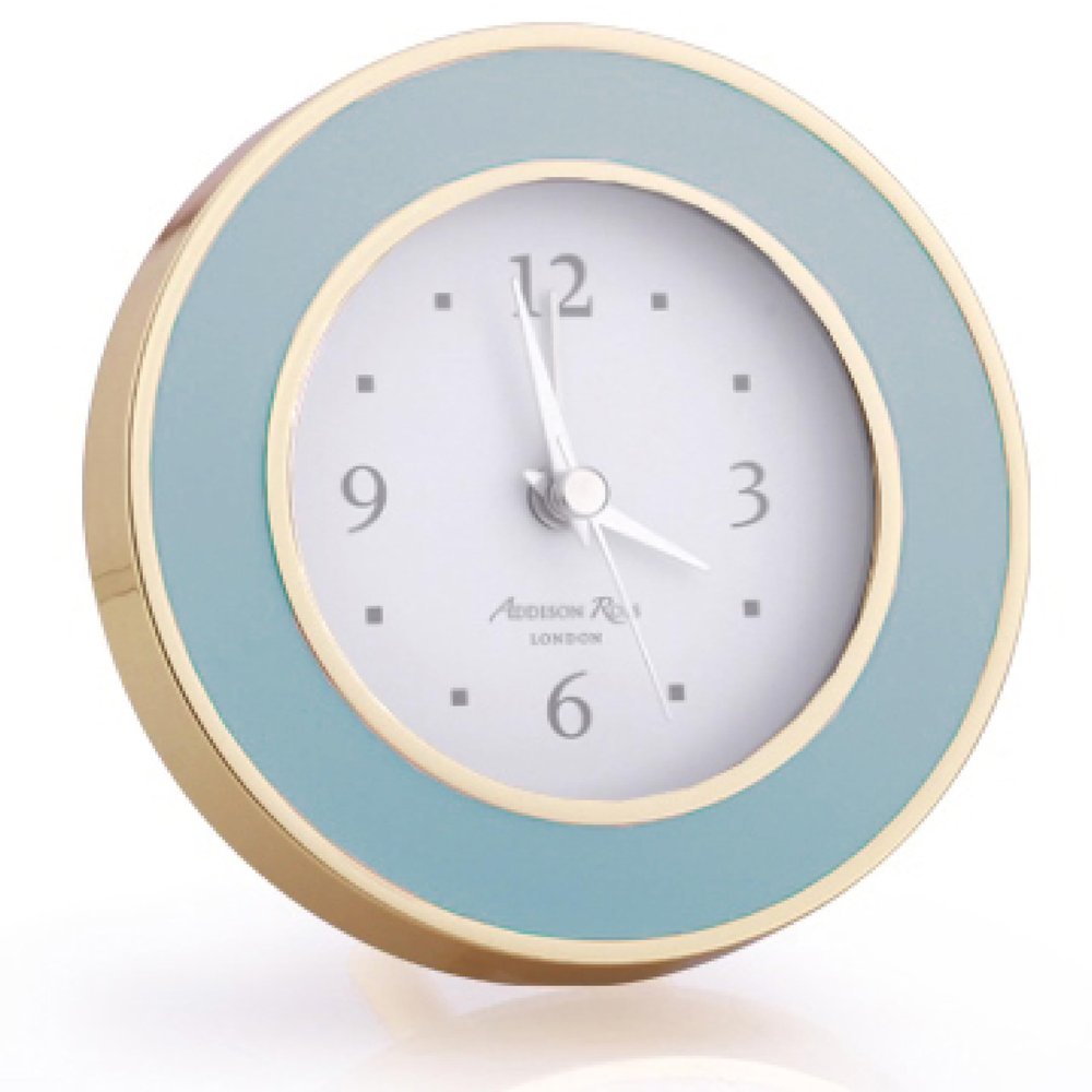 Addison Ross Powder Blue & Gold Silent Alarm Clock