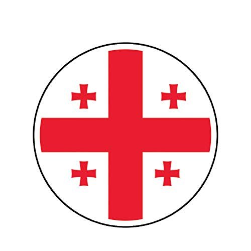MAGNET Round Georgian Flag Georgia Geo Ge Magnetic Vinyl Car Fridge Sticks to any Metal Surface 5"