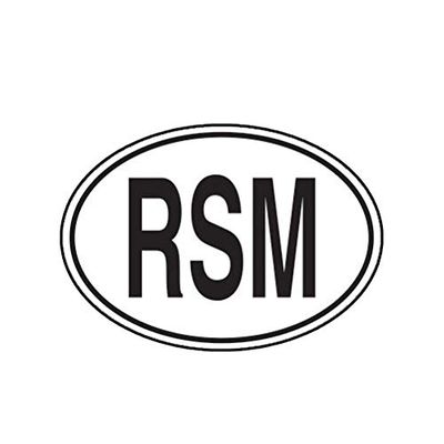 MAGNET Rsm San Marino Country Code Oval Sammarinese Euro Magnetic Vinyl Car Fridge Sticks to any Metal Surface 5"