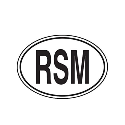 MAGNET Rsm San Marino Country Code Oval Sammarinese Euro Magnetic Vinyl Car Fridge Sticks to any Metal Surface 5"