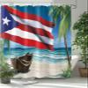 Z&L Home Ocean Beach Puerto Rico Flag Shower Curtains for Bathroom Decor Coastal Boat Polyester Fabric Waterproof Bath Curtain Set with Hooks 4872Inch view 1