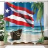 Z&L Home Ocean Beach Puerto Rico Flag Shower Curtains for Bathroom Decor Coastal Boat Polyester Fabric Waterproof Bath Curtain Set with Hooks 4872Inch view 2