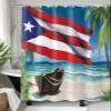 Z&L Home Ocean Beach Puerto Rico Flag Shower Curtains for Bathroom Decor Coastal Boat Polyester Fabric Waterproof Bath Curtain Set with Hooks 4872Inch view 3