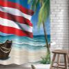 Z&L Home Ocean Beach Puerto Rico Flag Shower Curtains for Bathroom Decor Coastal Boat Polyester Fabric Waterproof Bath Curtain Set with Hooks 4872Inch view 4