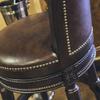 45" Walnut Brown Contemporary Upholstered Swivel Bar Stool view 4
