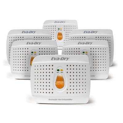 Eva-Dry E-333 (6-pack) Wireless Mini Dehumidifier. Top Moisture Absorber for Small Spaces. Rechargeable & Portable. Perfect for Pantries, Cars, RV & Gun Safes, Closets, & Travel.