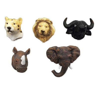 3D Animals Cheetah Lion Bison Rhino Elephant Africa Kenya Tanzania Fridge Magnet Travel Souvenir Gift Collection Home Kitchen Decoration Magnetic Sticker