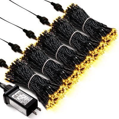 JMEXSUSS 500 LED Warm White Christmas Lights Indoor, 8 Modes Green Wire Christmas Tree Lights Outdoor Waterproof, Twinkle Fairy String Lights Plug in for Xmas Wedding Party Garden Patio
