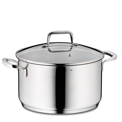 kela FLAVORIA 24 cm Meat Pot, Induction Cooking Pot, 5.5 L, Glass Lid with Steam Exhaust Valve, Internal Graduation, Large Pot, Uncoated