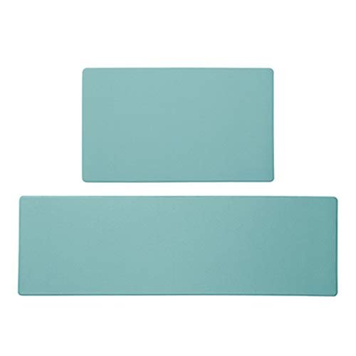 Anti Fatigue Kitchen Mat Diamond Weave Non-Skid Faux Leather Waterproof Rugs (S, Blue)