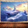 Aircraft Carrier Warship Tapestry World War II Military Theme Army Fan Tapestry Wall Mount for Bedroom Living Room Dorm Room 80X60 Inches GTQQUH31 view 1